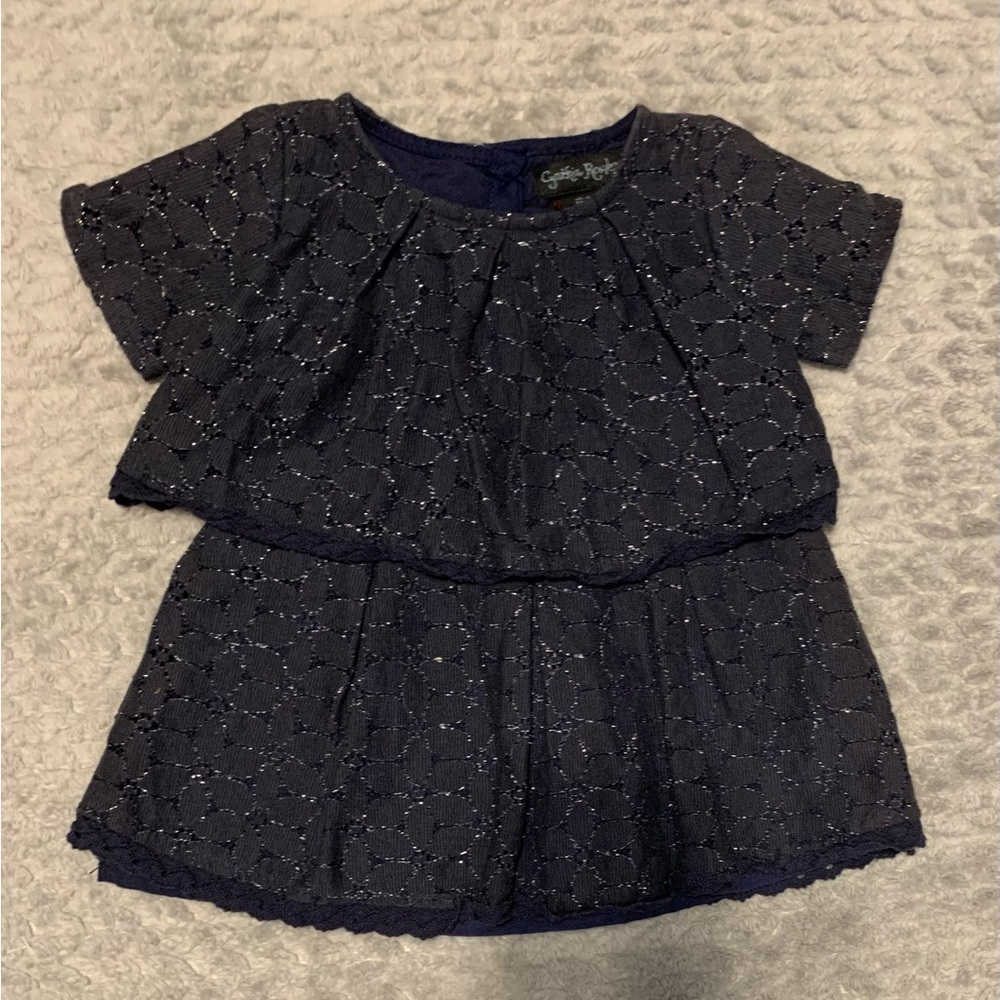 Navy Blue and Silver Layered Dress with Flowers from Cynthia Rowley in 12M